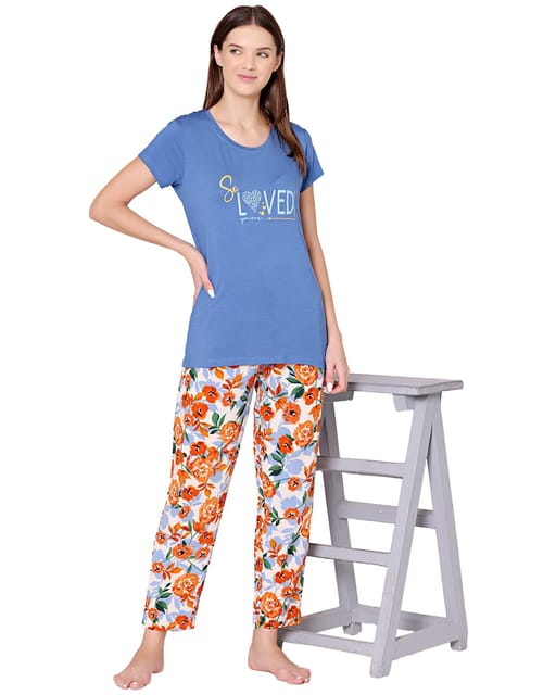 Bodycare Womens Modal Printed Night Suit Set of Tshirt & Shorts