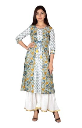 JAIPURETHNICWEAVES Women's Cotton Cambric Paisley Printed A-Line Kurta