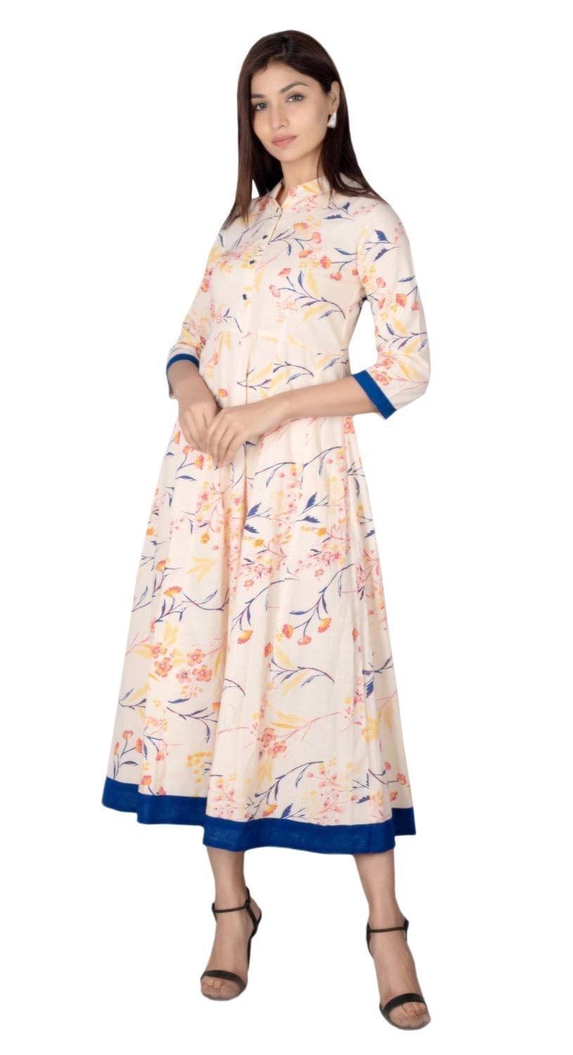 JAIPURETHNICWEAVES Women's Cotton Cambric Printed Anarkali Kurta