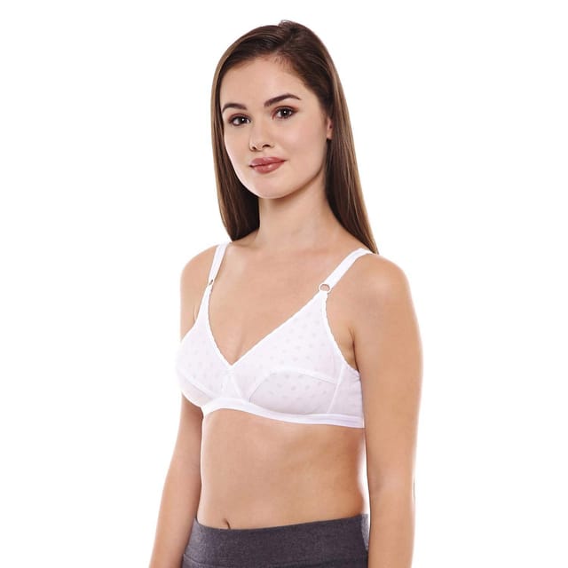 BODYCARE Women's Jacquard, Polycotton & Cotton Non Padded Non-Wired Bra  (Pack of 4) (E1507WWWW-38B_White_38)