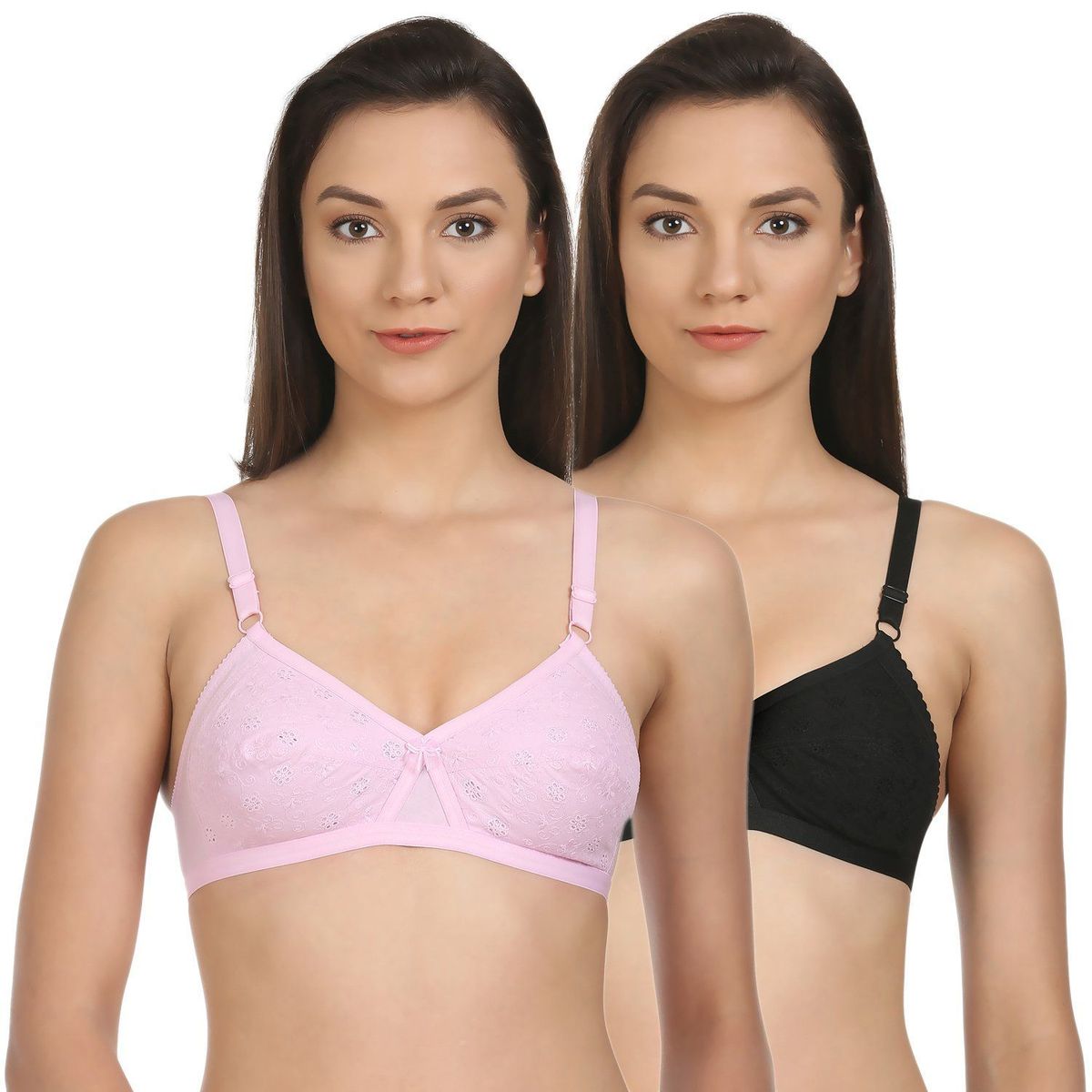 BODYCARE Seamless, Wire Free, Padded Sports Bra Black,White