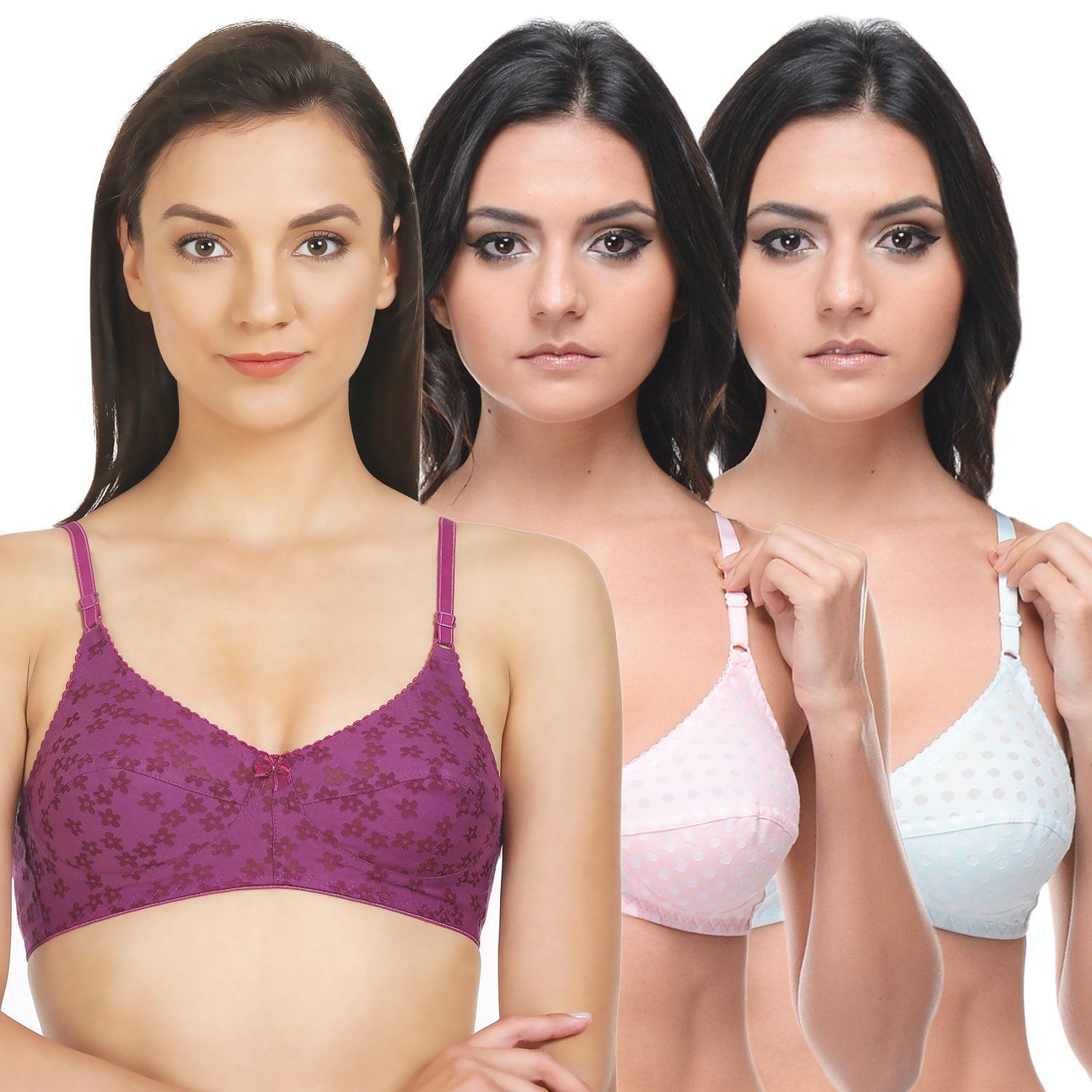 BODYCARE Women's Polyester, Cotton Non Padded Wire Free Regular Bra