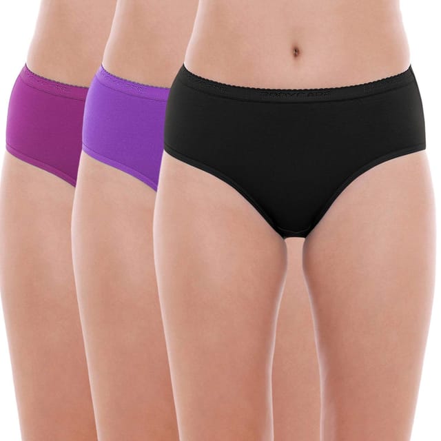 BODYCARE Women's Cotton Hipster Panty (Pack of 3) Assorted_S : :  Fashion