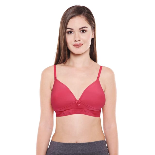 BODYCARE Seamless, Wire Free, Padded Sports Bra Red,Beige