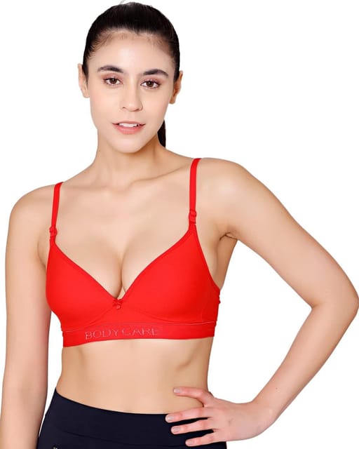 BODYCARE Seamless, Wire Free, Padded Sports Bra Red,White