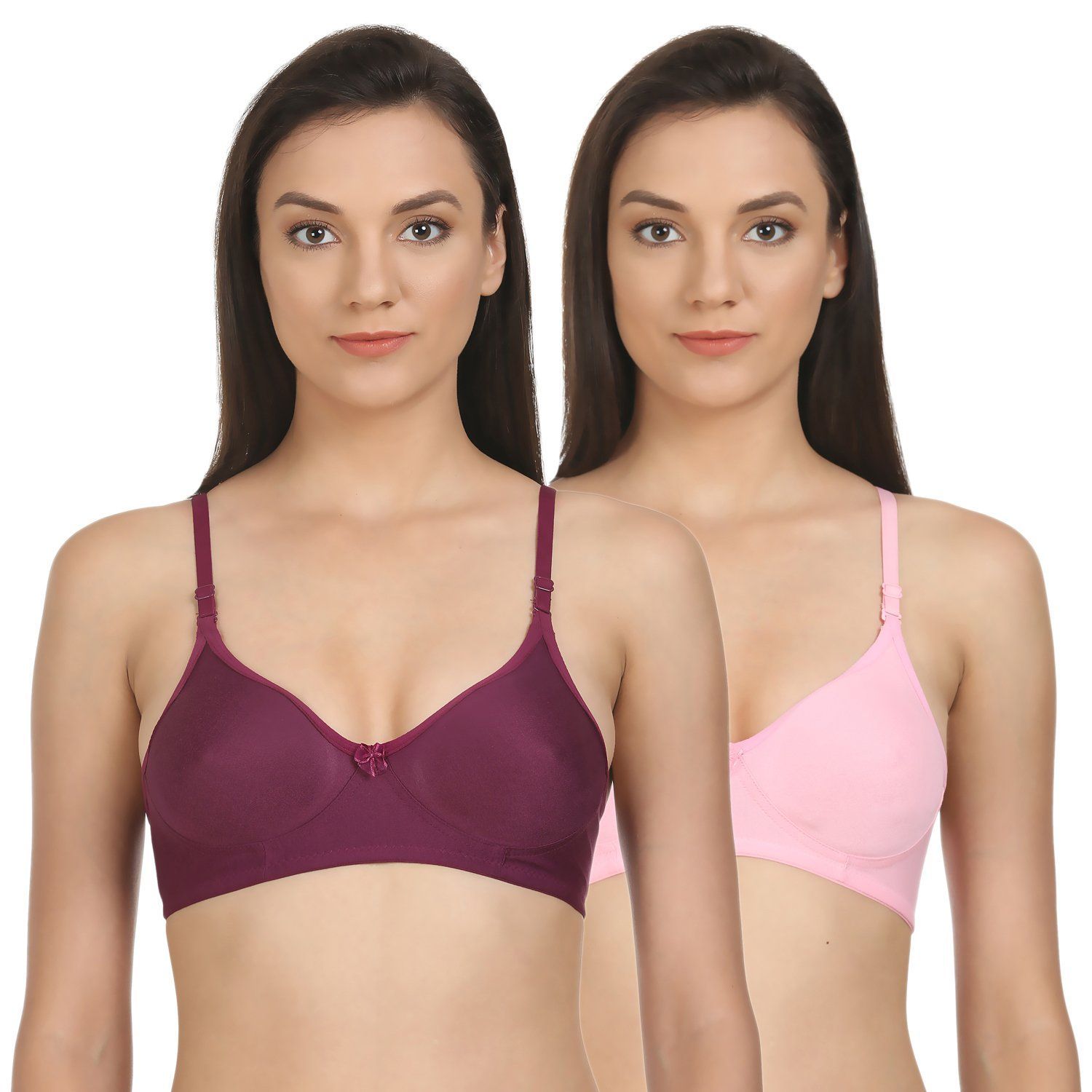 BODYCARE Seamless, Wire Free, Padded Sports Bra Pink,Red