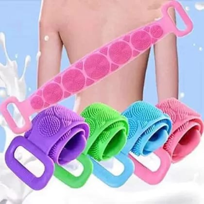 Elecsera 1 bath belt body brush back scrubber cleanser shower loofah best for face skin cleansing soft silicone handle scrub cleaner for men & women