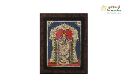 Poompuhar Peacock Tanjore Painting (Gold Foil Work, 8x6 inch), Multicolour )