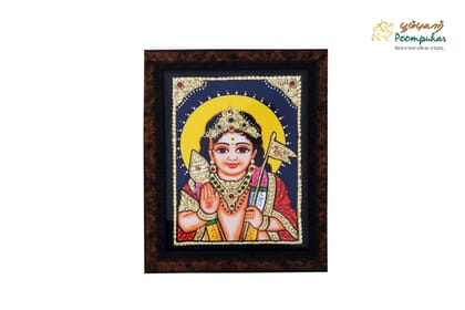 Poompuhar Peacock Tanjore Painting (Gold Foil Work, 8x6 inch), Multicolour )