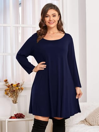 BELAROI Womens Fall Dresses 3/4 Sleeve Casual Swing T-Shirt Dress Plus Size Loose Tunic Dress