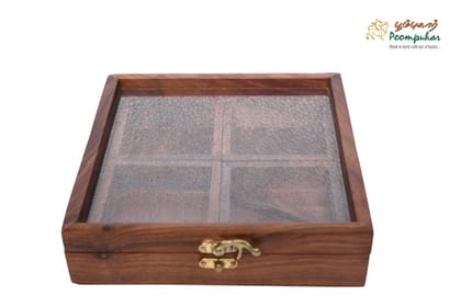 8X8 INCH SHEESAM WOOD  MASALA BOX