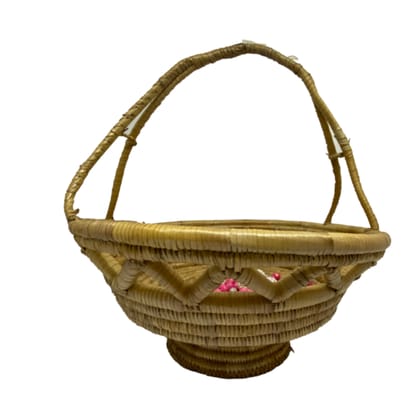 Dhani Mart Handmade Cane Baskets Storage Decorative Cane Tray Basket With Handle for Home Kitchen Restaurant and Travel Use Natural Eco-Friendly Baskets