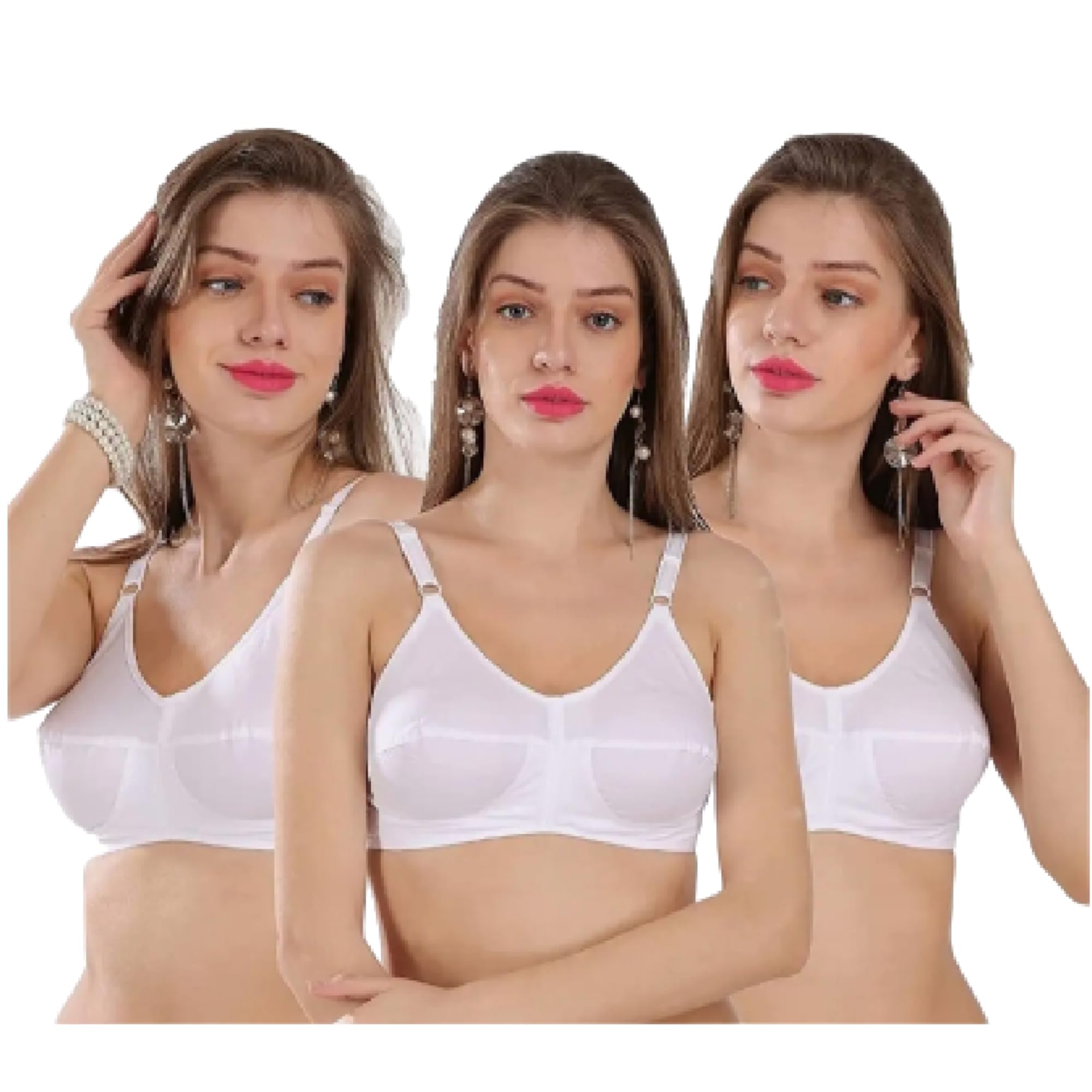 Fashion Bones Pure Cotton Full Coverage | Push Up Non Padded Wire Free |  Daily Use Bra | for Women and Teenage Girls | Size A - B - C - D - DD Pack  of