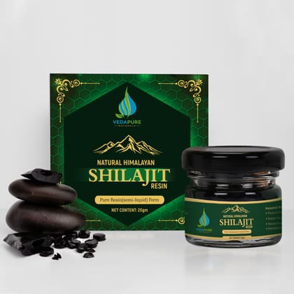 VEDAPURE NATURALS Original Shilajit, Shilajeet Original, Shilajit for Man / Woman (20g), Shilajit Original Resin Lab-Tested for Purity; Silajit Original Natural Stamina Booster for Men / Women, Shilajit Resin for Power & Endurance 20 GRAM (PACK OF 1)