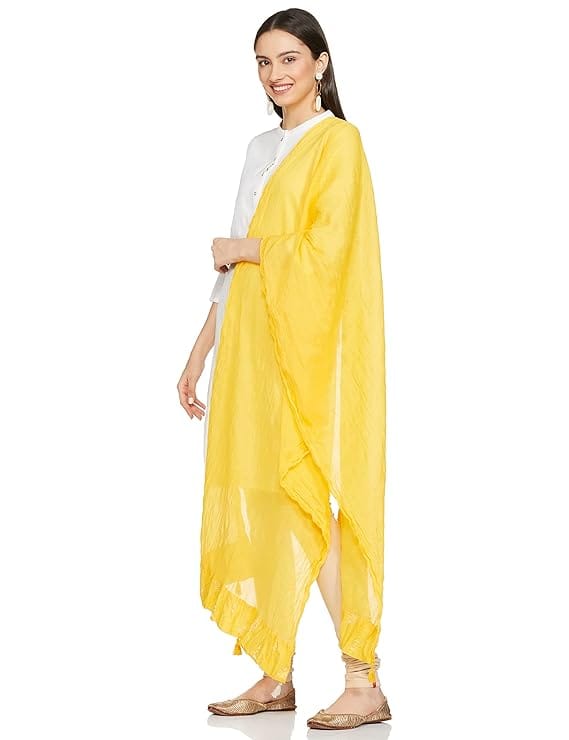 DUPATTA BAZAAR Women's Yellow Cotton Dupatta