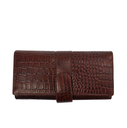 Genuine Leather Croco Style Causal Tan Clutch for women