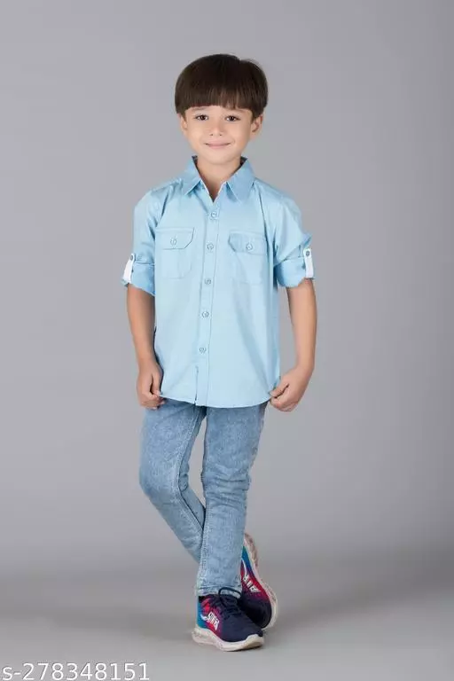 Boys Casual Shirt Trouser  (SkyBlue)