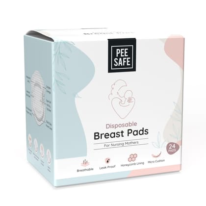 PEESAFE Super Absorbent with Elastic Sides Micro-Cushion for Extra Comfort Disposable Breast Pads - Pack of 24