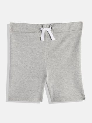 GIRLS WHITE GREY MELANGE SHORTS