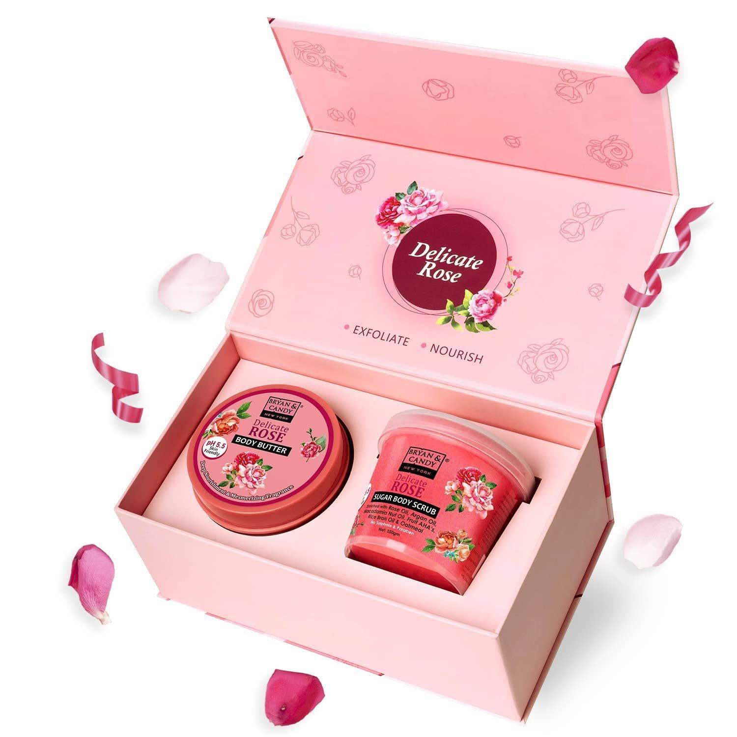 Bryan & Candy Delicate Rose Body Polishing Kit (Pack Of 2) Gift Set For Women And Men