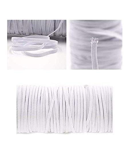 COSSESS White Knitted Elastic 7mm X 100 Meters | C-5 Used in Masks AS Ear Loops | Used in Tailoring Activities