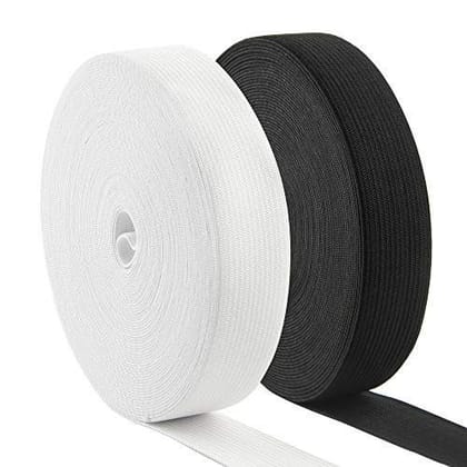 COSSESS Black and White Combo .25 INCH Wide Knitted Elastic 10 Meters Used for Sewing,Stitching,Tailoring, Elastic Pants and Other DIY Items