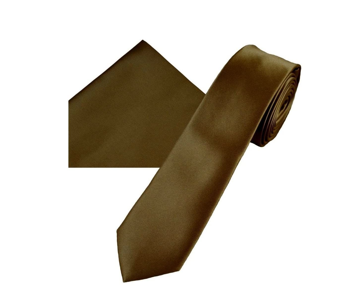 GREYKNOT Premium Chocolate Brown Coloured Pocket Square And Tie Combination