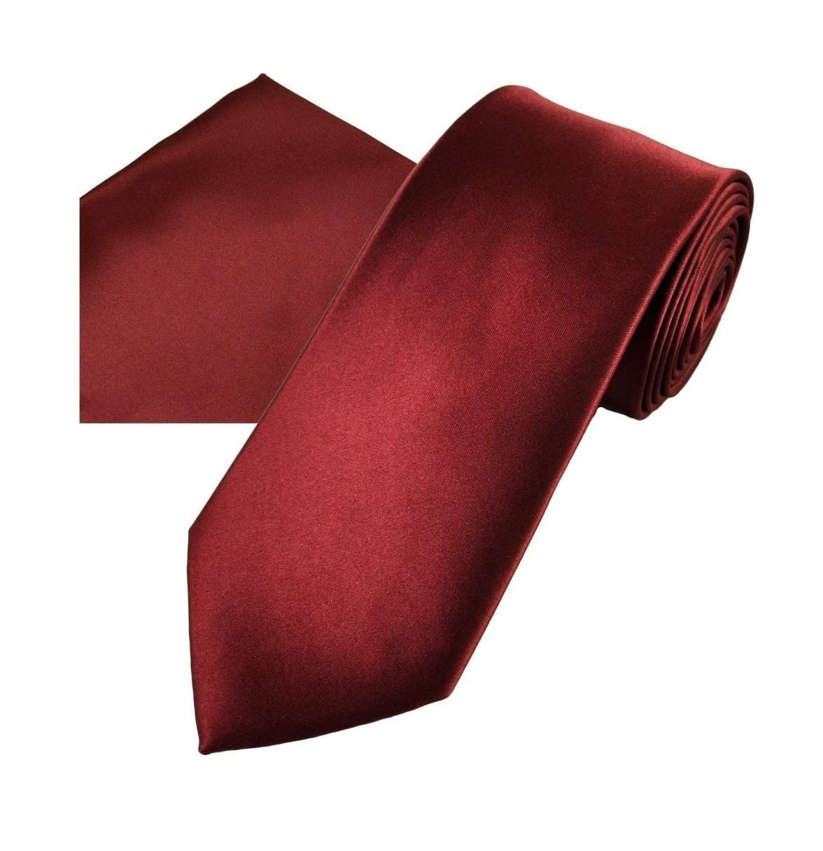 GREYKNOT Premium Maroon Coloured Pocket Square And Tie Combination