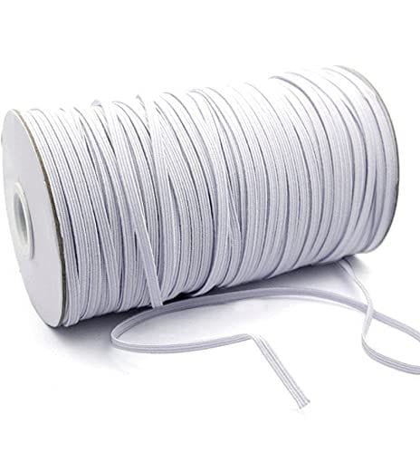 COSSESS Premium Knitted Elastic | 4 mm Wide 300 Meter Long | White Colour |Elastic for mask| Oeko tex Certified | Used in mask earlobe Tailoring, Sewing, Fashion Designing, Boutique, Stitching, Alteration