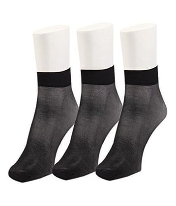 Me Stores 3 Pair Ultra-Thin Transparent Black Ankle length women/girls socks