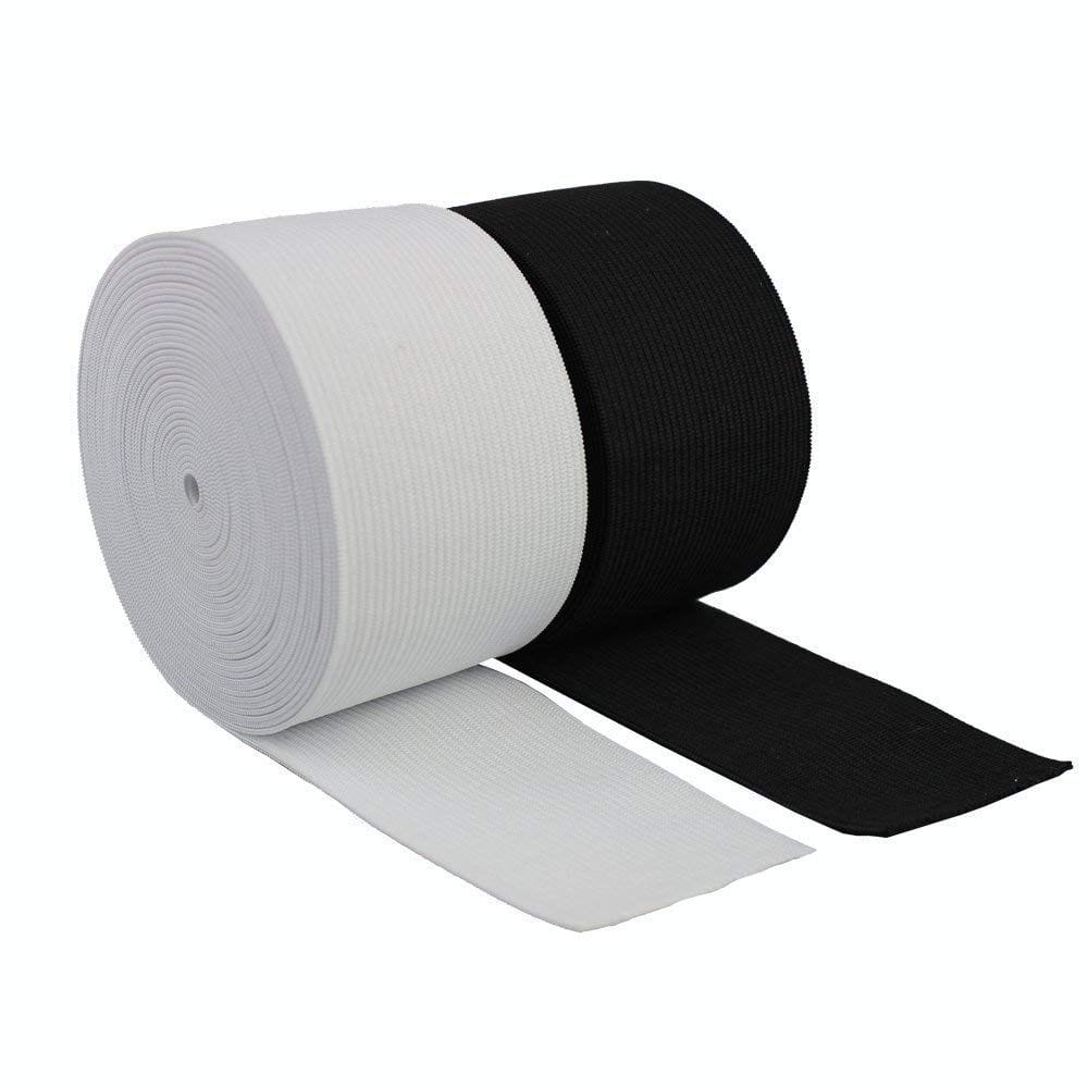 COSSESS Black and White Combo 2.5 INCH Wide Knitted Elastic 10 Meters Used for Sewing,Stitching,Tailoring, Elastic Pants and Other DIY Items