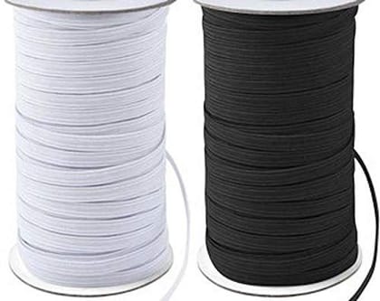 4MM Premium Knitted Elastic | Black and White | 300 Meters | Oeko TEX Certified