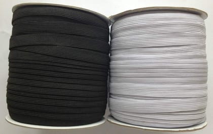 COSSESS Black and White Combo .25 INCH Wide Knitted Elastic 20 Meters Used for Sewing,Stitching,Tailoring, Elastic Pants and Other DIY Items