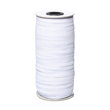 DDN White 80-Yards Length 6MM(approx. 1/4") Width Braided Elastic Cord/Elastic Band/Elastic Rope/Bungee/White Heavy Stretch Knit Elastic Spool (white)