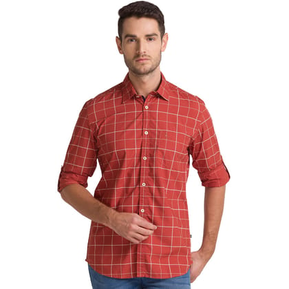 Men's Full Sleeve Slim Fit Dark Orange Casual Shirt