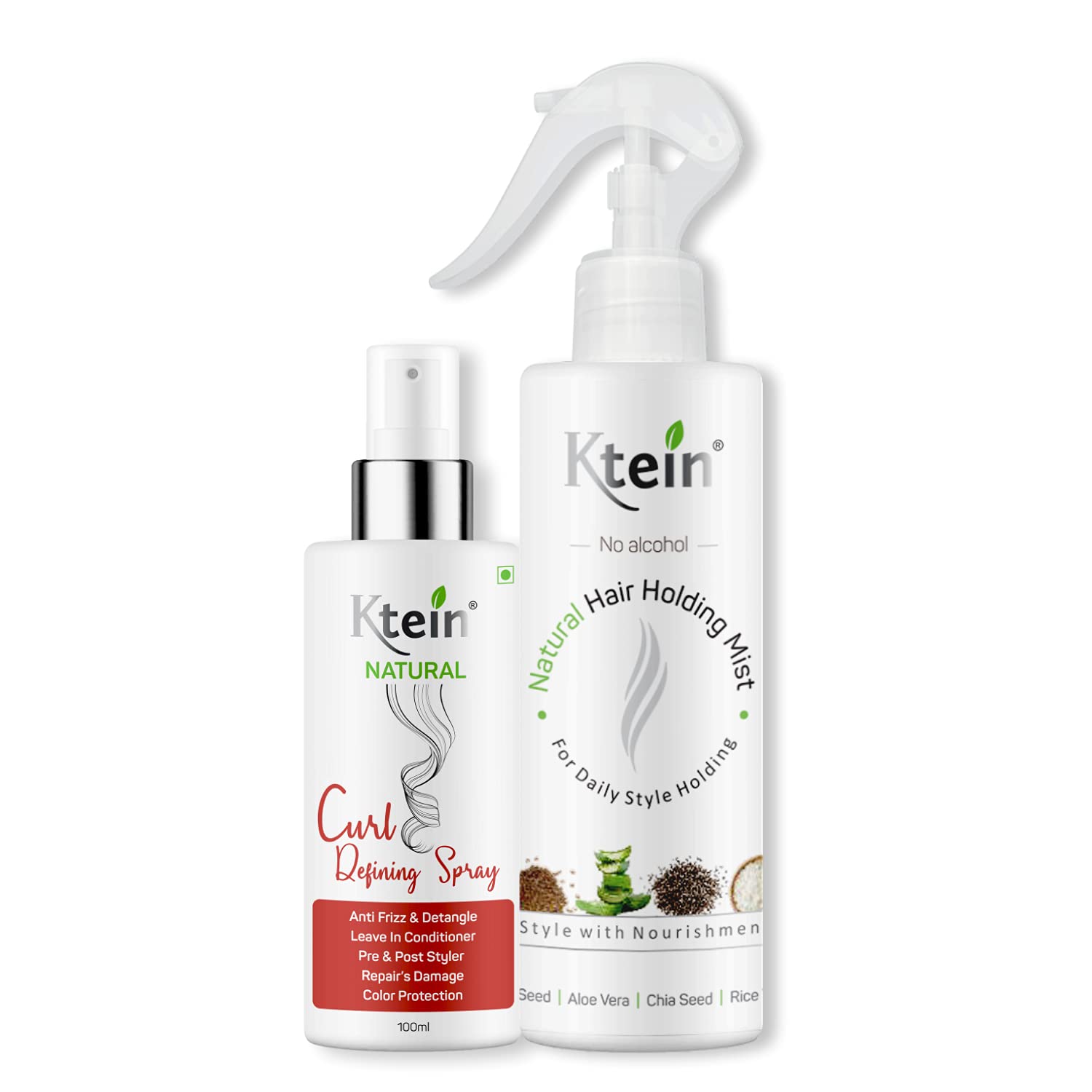 KTEIN CURL STYLE COMBO :Natural Curl Defining Spray and Hair Holding Spray 200 ml