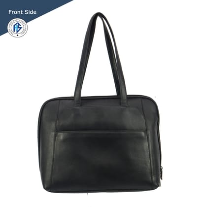 Genuine Leather Maroon FHS Satchel bag for Girls & Women - Black
