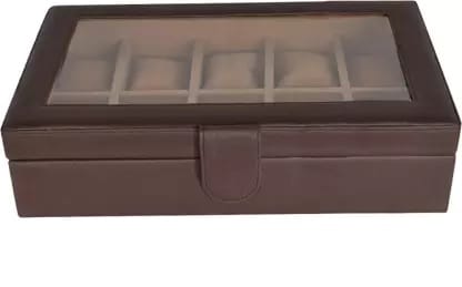 10 Slots Watch Box Watch Box (Brown, Holds 10 Watches)