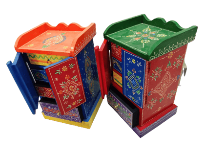 Wooden Handpainted Window Shaped Colorful Multipurpose Decorative Box | jewellery store Showpiece Box