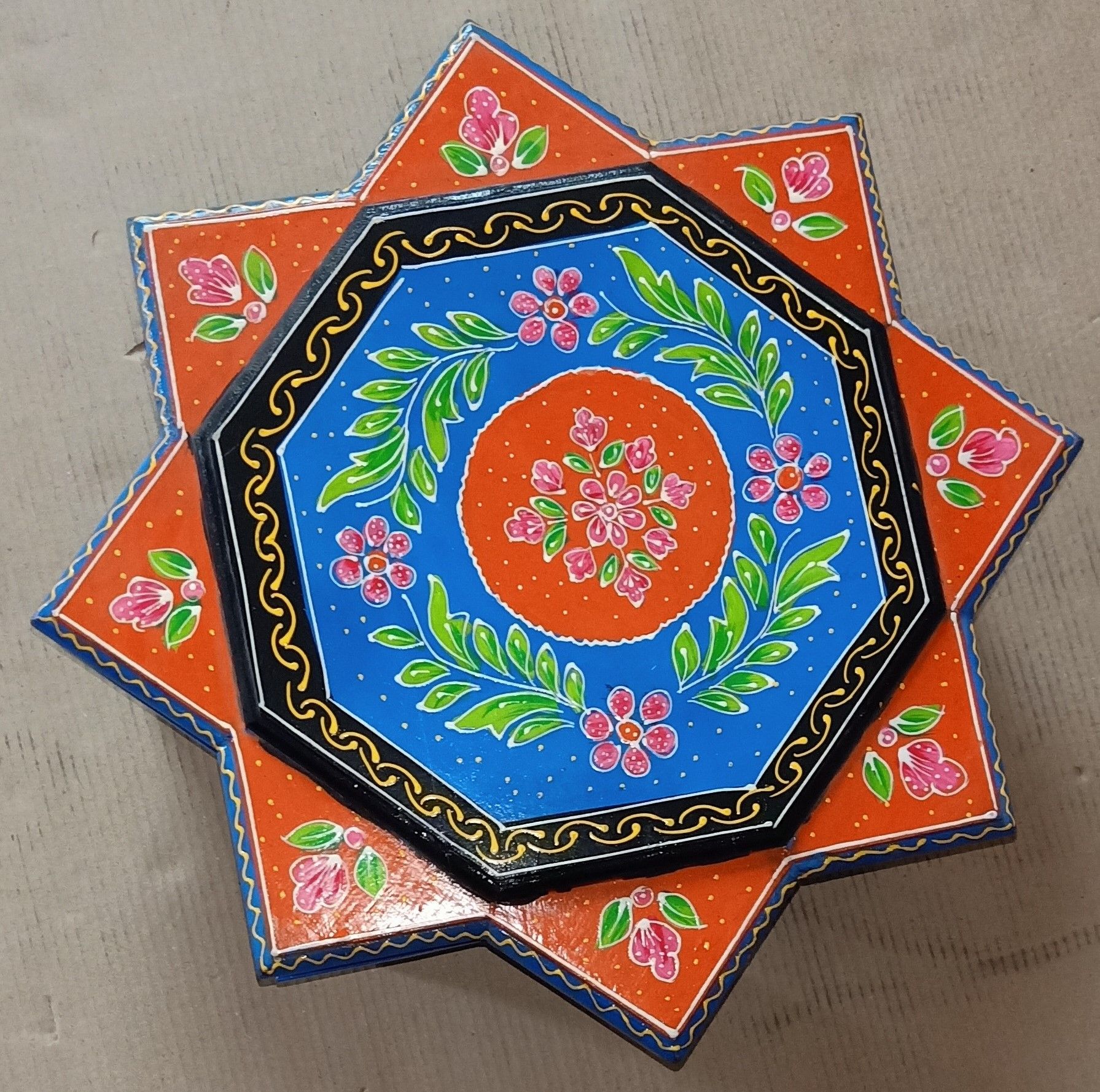 Hand Painted Decorative Chowki Bajot – For Living Room Decor & Sitting