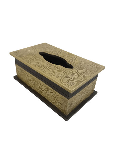 Tissue Box With Brass Inlay