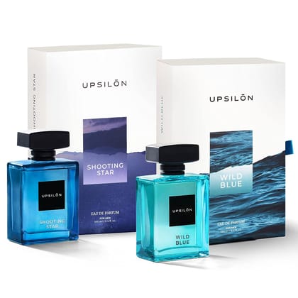 UPSILON Combo of Wild Blue & Shooting Star Eau De Parfum Premium Long Lasting Fresh & Powerful Fragrance Spray Travel Friendly Luxury Parfum Scent | Men’s Perfume | Each 100ml - Pack Of 2