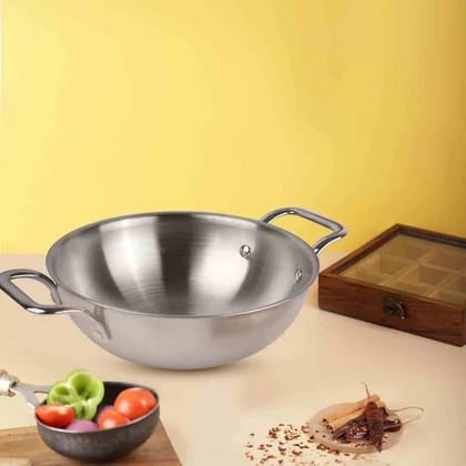 VIVA SMART'S Tri-ply KADAI Healthy Cooking (Zero Non-Stick Coating)(Stainless Steel+Aluminium+Stainless Steel PLY) (24)