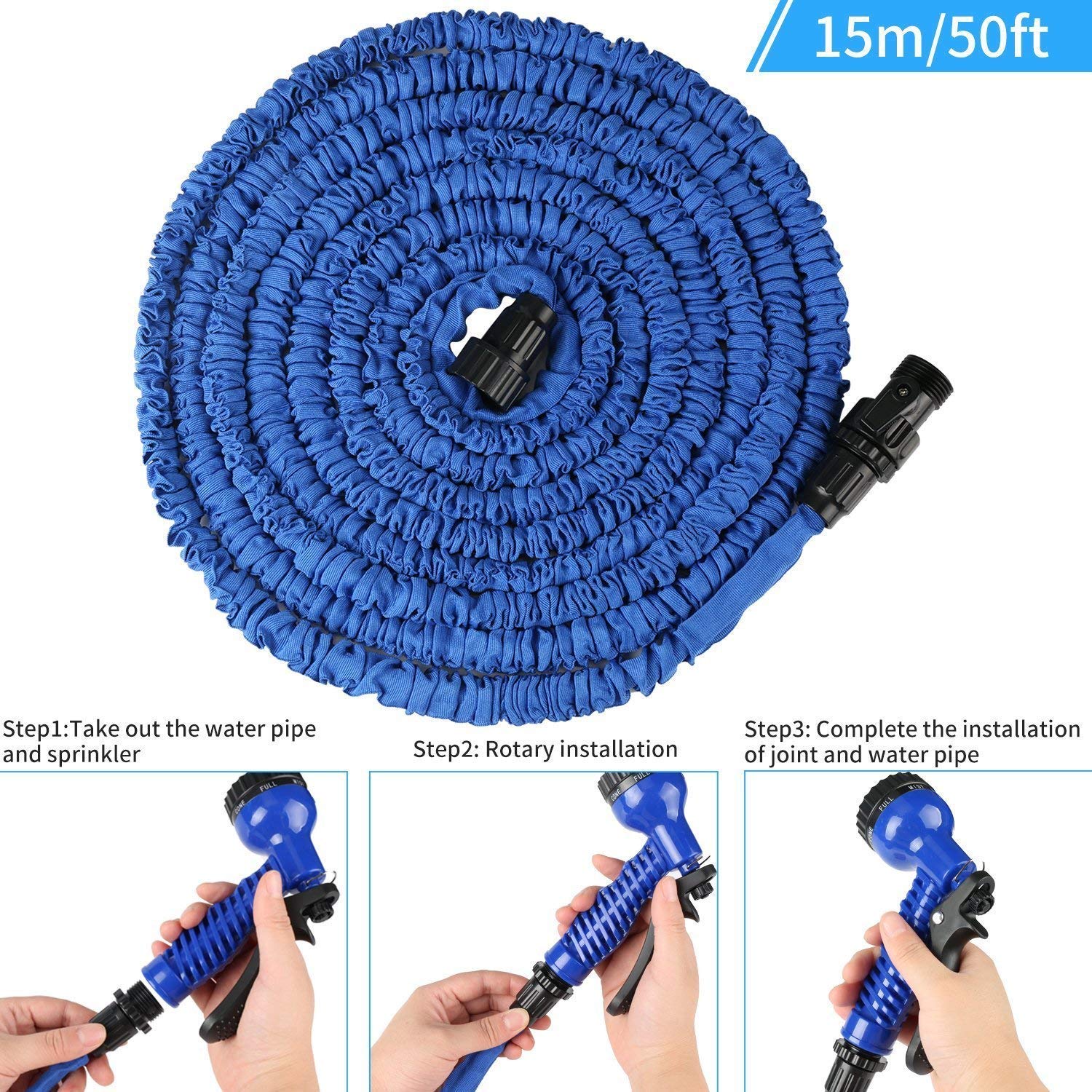 viva smart 15mt/50ft Expandable Garden Hose & Spray Nozzle Combo, Garden Pipe, Magic Hose