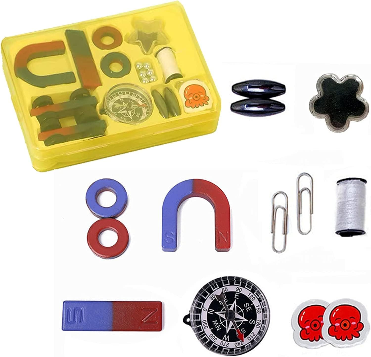 Science Magnets Set for Education Science School Classroom Experiment Tools for Kids Including Bar/Ring/Horseshoe/Compass Magnets(N0;-2)