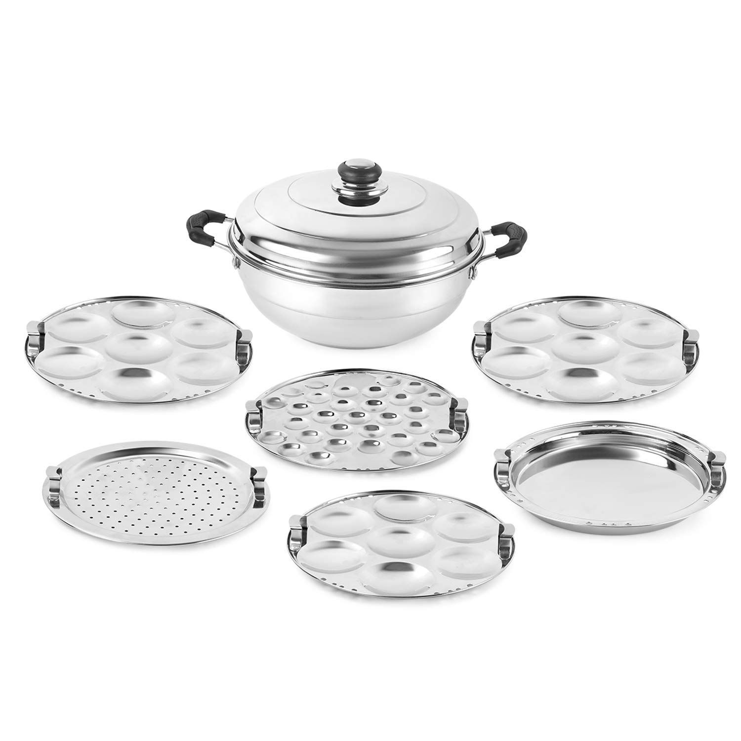 Krishna Gold 3 in one Stainless Steel idli Maker Copper Base with 5 Plates