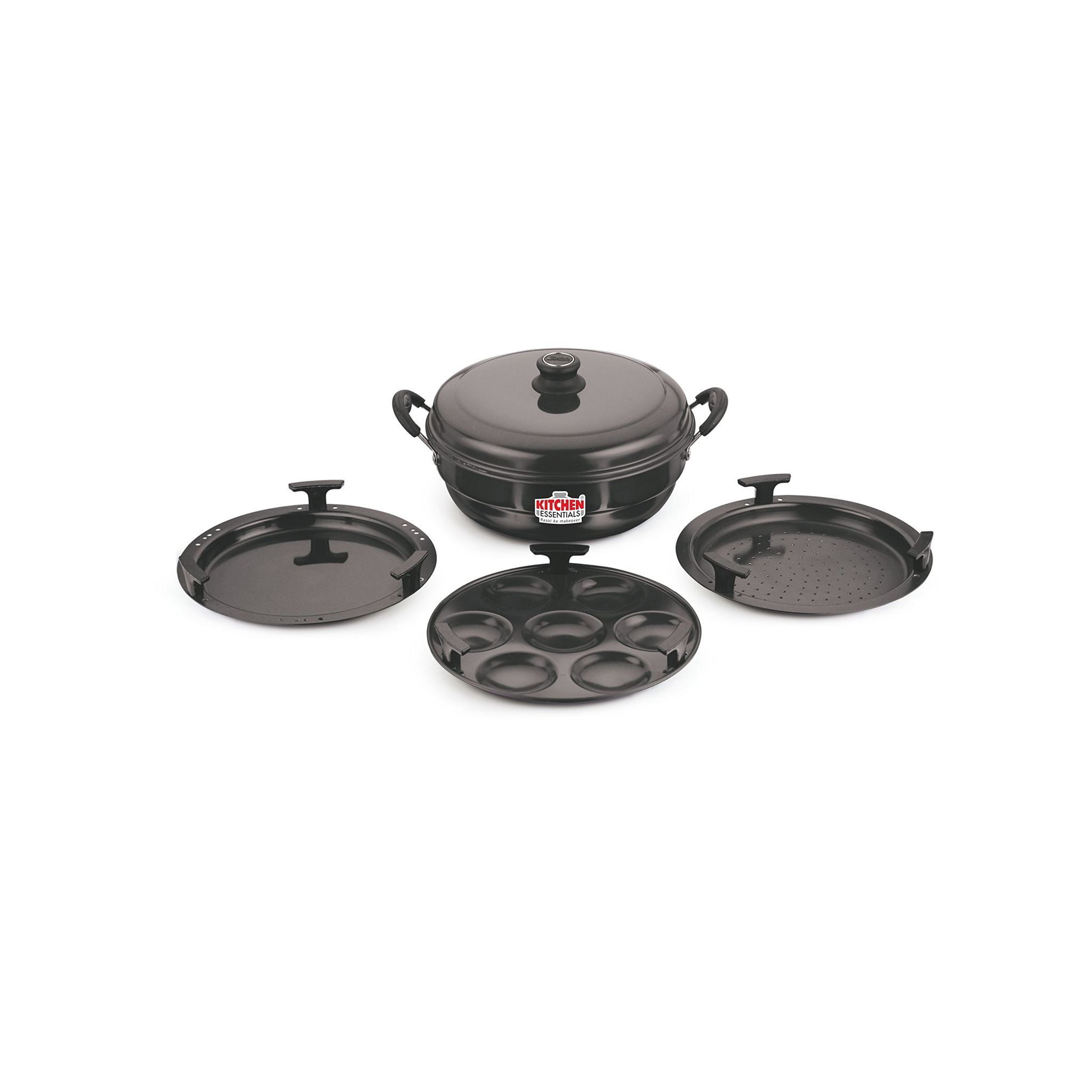 Kitchen Essential Hard Anodised Multi Kadai Steamer with HA Lid &5plate Gift Set