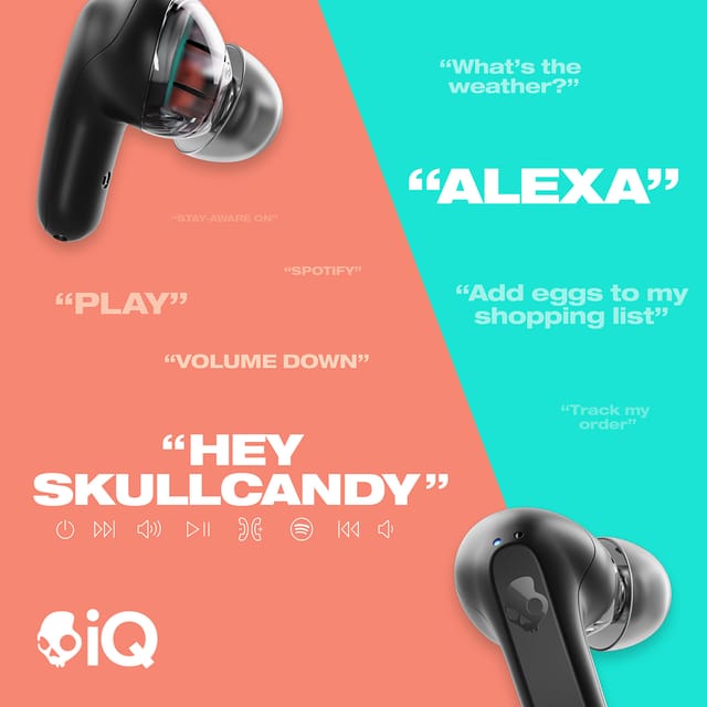 Skullcandy Rail In Ear Wireless Earbuds 42 Hr Battery Skull iQ