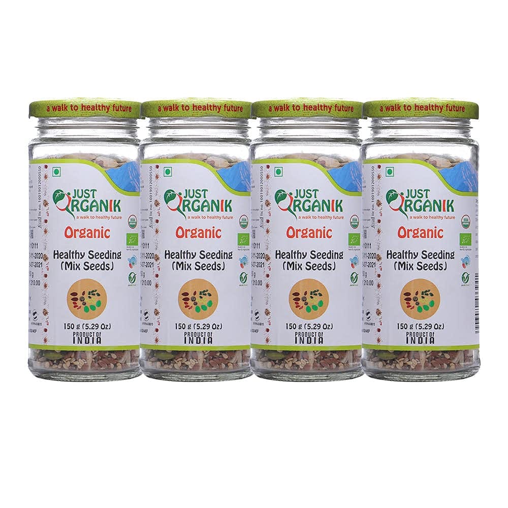 Just Organik Healthy Seeding (Mix Seeds) 600 g, (4 x 150 g), 100% Organic