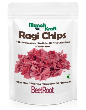 MunchKraft Chips | Ragi Chips | Beetroot | Pack of 3 (90 g each)| No Palm Oil | No Chemicals | Healthy Snack